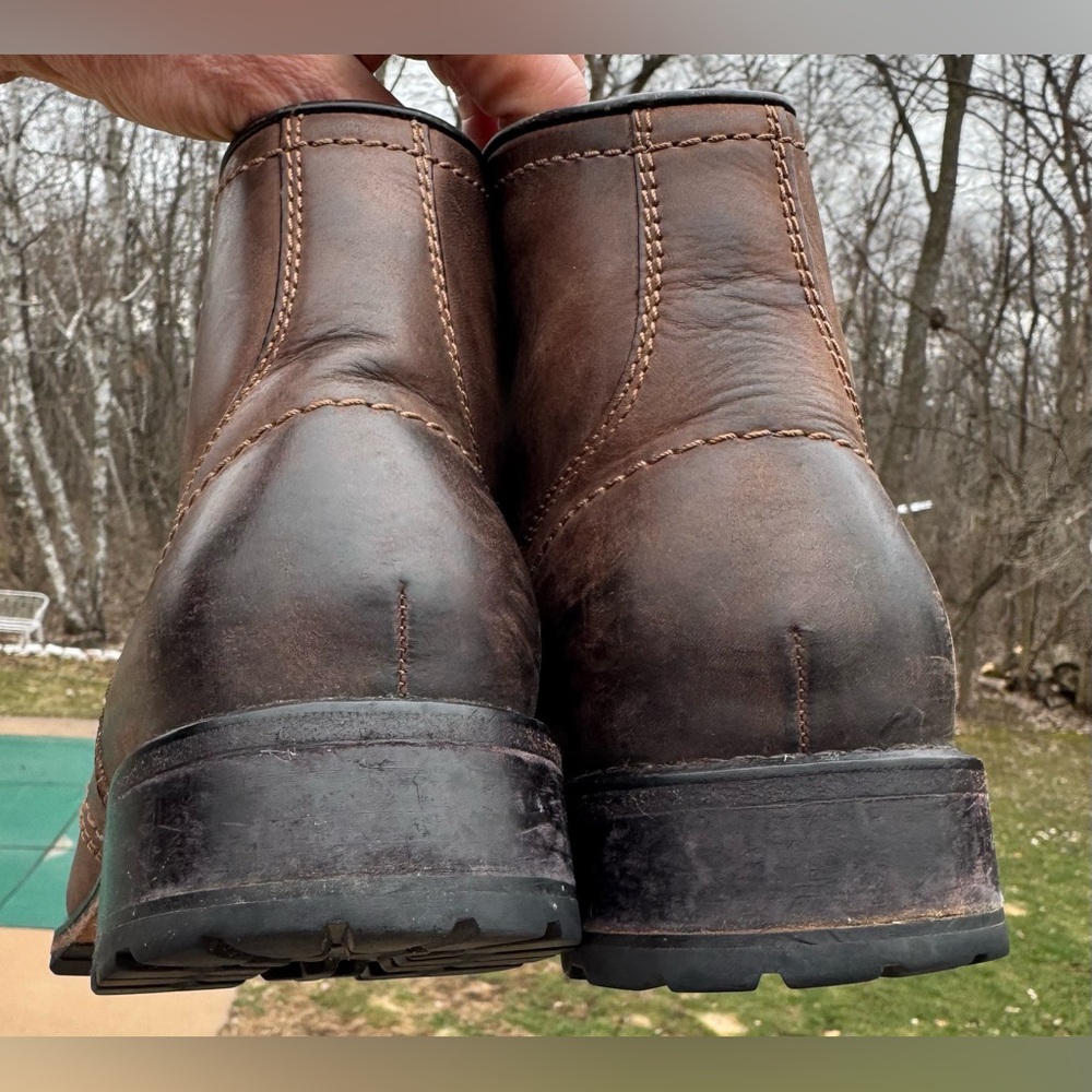 Cole Haan Grand OS Leather Boots Men 9 Brown Lace Up Distressed Workwear Rugged - Picture 4 of 16